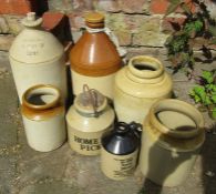 Various stoneware flagons and jars