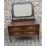 1920/30s oak dressing table chest of drawers W 122cm D 54cm H 160cm