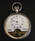 8-day Hebdomas pocket watch in silver case (hand missing)