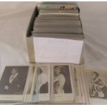 Box containing approximately 600 postcards relating to actors / actresses