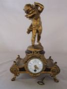 French gilt metal cherub mantel clock H 29 cm L 17 cm signed Aug Moreau