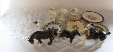 Various ceramics and glassware inc Royal Albert and Beswick