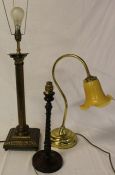Desk lamp, barley twist wooden lamp base and metal classical style table lamp