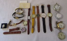 Box of watches inc 4 pocket watches  - 2 BR watches, 1 BR stopwatch and 1 Y/M watch