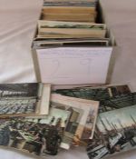 Box containing approximately 800 postcards relating to fishing / docks inc Grimsby, sports, Asia,