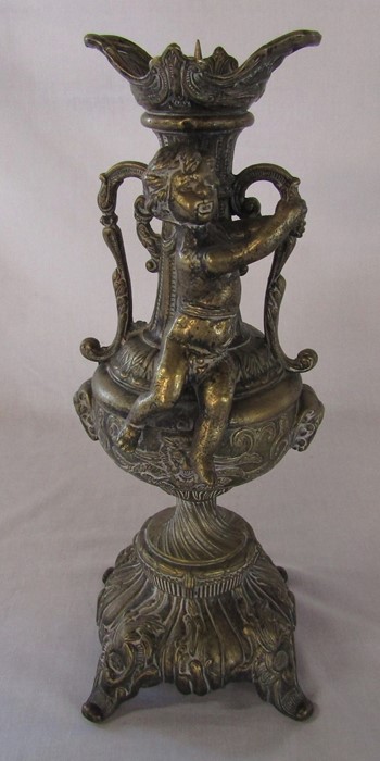 Large brass figural candlestick / candle stand H 40 cm