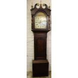 19th c. oak and mahogany 8 day longcase clock (case locked)