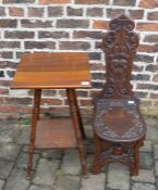 Oak hall chair & a plant stand