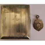 Silver cigarette case Birmingham 1926 and silver fob wt approx. 2.24ozt