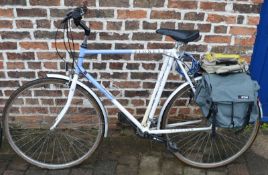 Raleigh Pioneer gents bicycle with enhanced gearing & accessories including panniers, handle bar