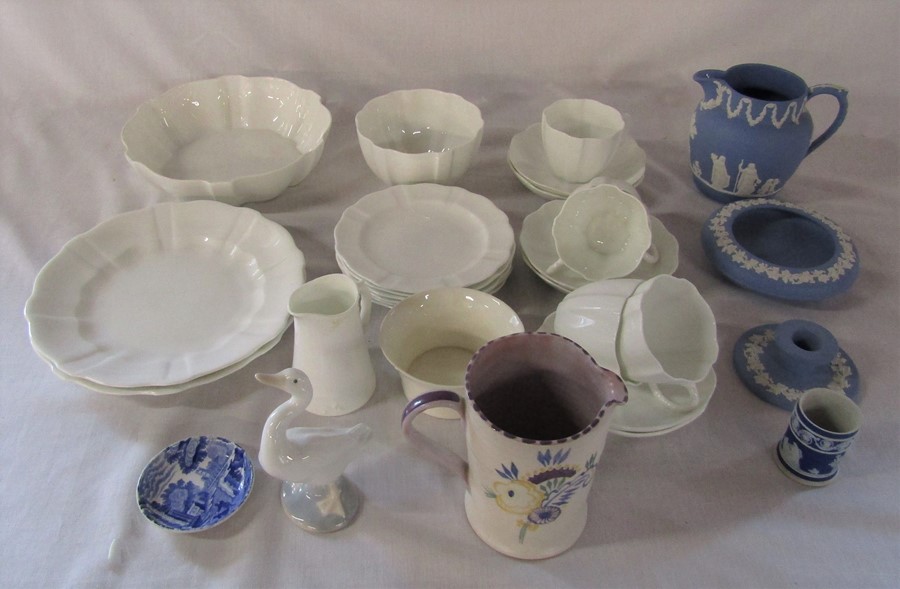 Royal Crown Derby part tea service, Poole jug (by Nellie Bishton), Wedgwood and Lladro