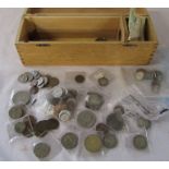 Box of assorted pre-decimal and foreign coins