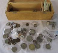 Box of assorted pre-decimal and foreign coins