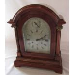 Dome top mantel clock with silvered dial H 42 cm marked DRP