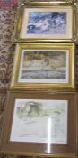 2 framed Russell Flint prints and a gilt framed William Weekes print