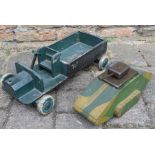 Trench art wooden tank and army lorry stamped British Made