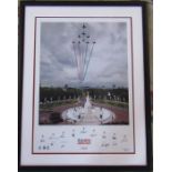 Framed 2008 Red Arrows signed limited edition photographic print signed by the 12 pilots, numbered