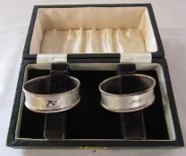 Cased pair of silver napkin rings Birmingham 1975 weight 0.70 ozt