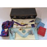 Small suitcase containing various masonic related items