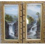 Pair of gilt framed mountainous prints by G Beetholme 62 cm x 32 cm (size including frame)