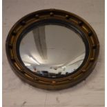 Gilt framed circular convex wall mirror and a barometer (af)