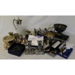 Quantity of silver plate including ice bucket, claret jug, candlesticks etc.