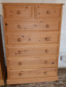 7 draw pine chest of drawers H 136cm W 91cm