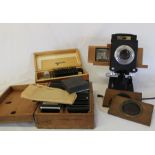 Johnson Optiscope projector, 2 boxes of slides including topographic "Shakespeare Country" and 4
