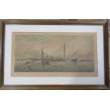 Framed print of the Port of Grimsby by G V Burwood published by Jenkins & Remy Great Grimsby 105