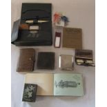 Old autograph book with a few drawings dating from the early 1920s, grooming sets, notebook,