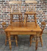 Pine kitchen table & set of 4 chairs
