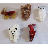 5 brand new Lea Stein style animal brooches inc bears and dogs