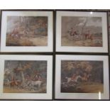 Set of 4 framed hunting prints 60 cm x 50 cm