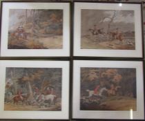 Set of 4 framed hunting prints 60 cm x 50 cm