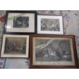 4 framed engravings - Bachelor's Hall, Hogarth - Midnight modern conversation & Scenes from The