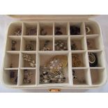 Jewellery box containing quantity of silver jewellery inc earrings, necklaces, ring etc