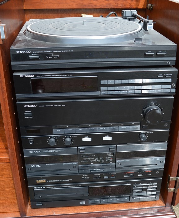 Kenwood P42 turntable (lid still in box) with Kenwood stacking system in cabinet & pair of Kenwood - Image 2 of 3