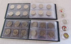 2 albums of modern collectable coins mainly 50 pences inc Stonehenge 10p, Beatrix Potter 50p