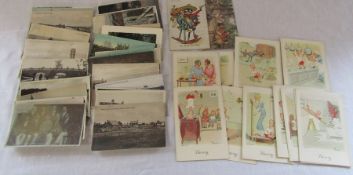 Selection of Lincolnshire Postcards and Carl Anderson 'Henry' cards