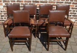 6 oak dining chairs inc 2 carvers