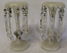 Pair of small opaque glass lustres