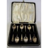 Cased set of 6 silver teaspoons Birmingham 1935 1.56 ozt