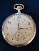 Alpina silver case slimline pocket watch stamped 0.900 with 24 hour dial