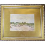 Victorian gilt framed watercolour of sand dunes by John Nesbitt dated 1886 65 cm x 53 cm (size
