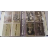 Album containing approximately 152 social history real photo postcards inc factories, military,