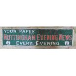 Nottingham Evening News vintage enamel sign 61 cm x 15.5 cm