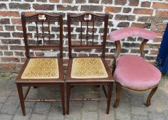 2 late Victorian salon chairs & a gaming chair