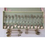 Cased set of 12 Malaysian silver teaspoons together with 5 further Malaysian teaspoons total