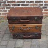 3 vintage leather suitcases