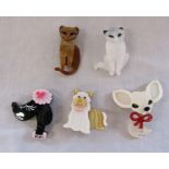 5 brand new Lea Stein style dogs and cat brooches